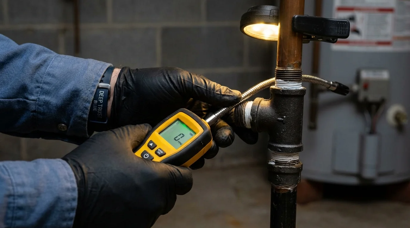 Gas leak detection with electronic sniffer by Johns Plumbing LLC in Bend