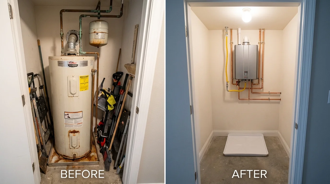 Tank water heater versus wall-mounted tankless unit comparison for Bend, OR homeowners